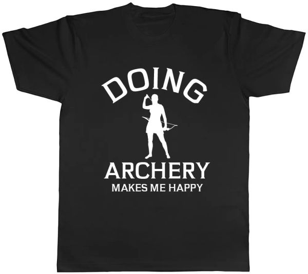 doing archery makes me happy mens womens ladies t-shirt, White;black 
doing archery makes me happy mens womens ladies t-shirt, White;black