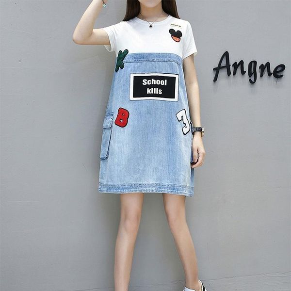 womens dress plus size women denim patchwork summer fashion casual loose short sleeve oversized a line ladies dresses 5xl, Black;gray
womens dress plus size women denim patchwork summer fashion casual loose short sleeve oversized a line ladies dresses 5xl, Black;gray