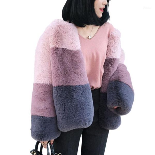 women winter warm color stitching outcoat jacket faux-fur female vintage thick faux leather coat short spliced style1, Black
women winter warm color stitching outcoat jacket faux-fur female vintage thick faux leather coat short spliced style1, Black