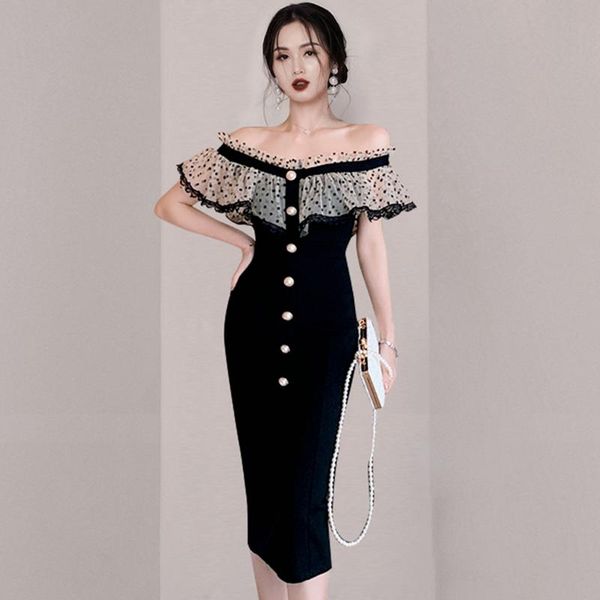 summer dot mesh lace dress slim slash neck bodycon black knee-length party occasion vestido feminino casual dresses, Black;gray
summer dot mesh lace dress slim slash neck bodycon black knee-length party occasion vestido feminino casual dresses, Black;gray