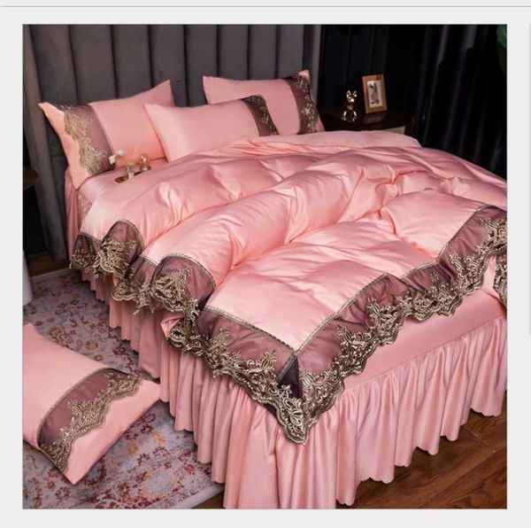 bedding sets 2021 light luxury embroidery four-piece set washed silk bed skirt ice lace sheet
bedding sets 2021 light luxury embroidery four-piece set washed silk bed skirt ice lace sheet