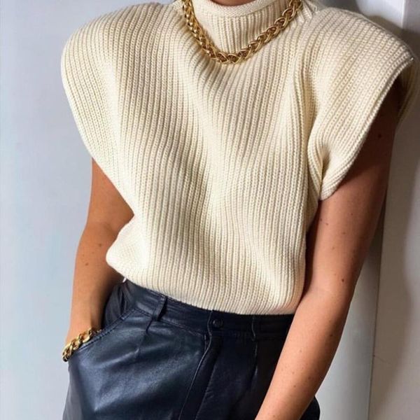 women's sweaters sweater vest shrug black turtleneck ribbed knit pullover jumper with shoulder pad tank for women fashion spring autum, White;black
women's sweaters sweater vest shrug black turtleneck ribbed knit pullover jumper with shoulder pad tank for women fashion spring autum, White;black