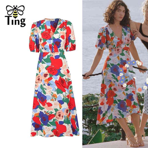 vintage france street chic bright color floral casual dress v neck summer party dinner aesthetic vestiti robe 210513, Black;gray
vintage france street chic bright color floral casual dress v neck summer party dinner aesthetic vestiti robe 210513, Black;gray