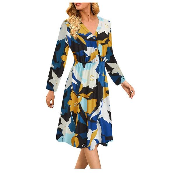 casual dresses womens fashion beach dress v- neck long sleeve floral print knee-length elegant festival clothing vestidos, Black;gray
casual dresses womens fashion beach dress v- neck long sleeve floral print knee-length elegant festival clothing vestidos, Black;gray