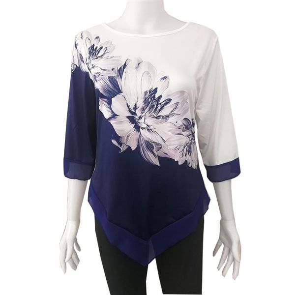 2021 new european and american women's t-shirt with irregular hem and printed bottom shirt, White
2021 new european and american women's t-shirt with irregular hem and printed bottom shirt, White
