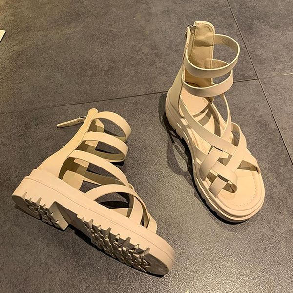 sandals 2021 back zipper soft leather gladiator shoes women high platform cross-tied summer solid color set toe female flats, Black
sandals 2021 back zipper soft leather gladiator shoes women high platform cross-tied summer solid color set toe female flats, Black