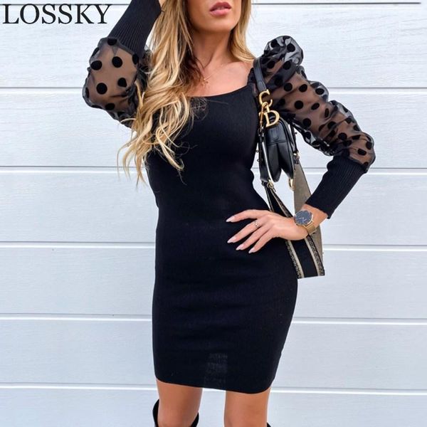 casual dresses puff sleeve mesh knitted mini dress women square neck lace patchwork bodycon elegant polka dot black party vestidos, Black;gray
casual dresses puff sleeve mesh knitted mini dress women square neck lace patchwork bodycon elegant polka dot black party vestidos, Black;gray
