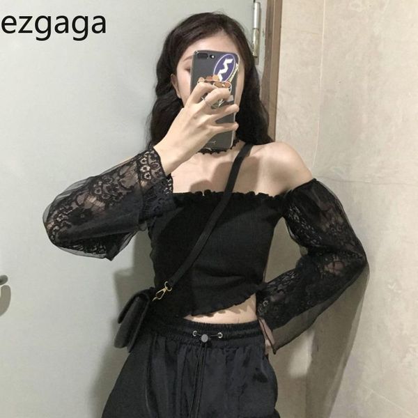 women's blouses & shirts ezgaga lace patchwork long sleeve blouse women square collar slim crop elegant ladies blusas, White
women's blouses & shirts ezgaga lace patchwork long sleeve blouse women square collar slim crop elegant ladies blusas, White