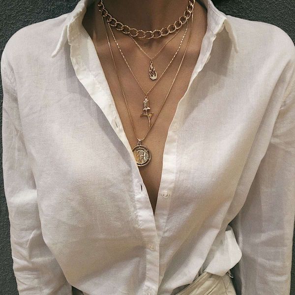 s jewelry flame rose multi layer personalized lion head butterfly pendant necklace female, Silver
s jewelry flame rose multi layer personalized lion head butterfly pendant necklace female, Silver