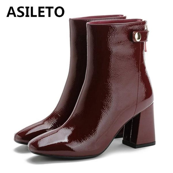 boots asileto women genuine leather square heel ankle round toe patent zip designer brand big size 42 black red s2311
boots asileto women genuine leather square heel ankle round toe patent zip designer brand big size 42 black red s2311