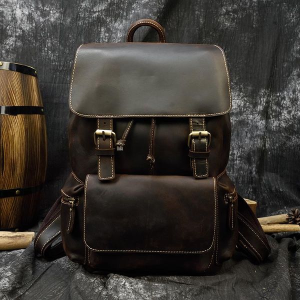 retro crazy horse leather shoulder bag men male backpack original handmade bagpack school cowhide unique
retro crazy horse leather shoulder bag men male backpack original handmade bagpack school cowhide unique
