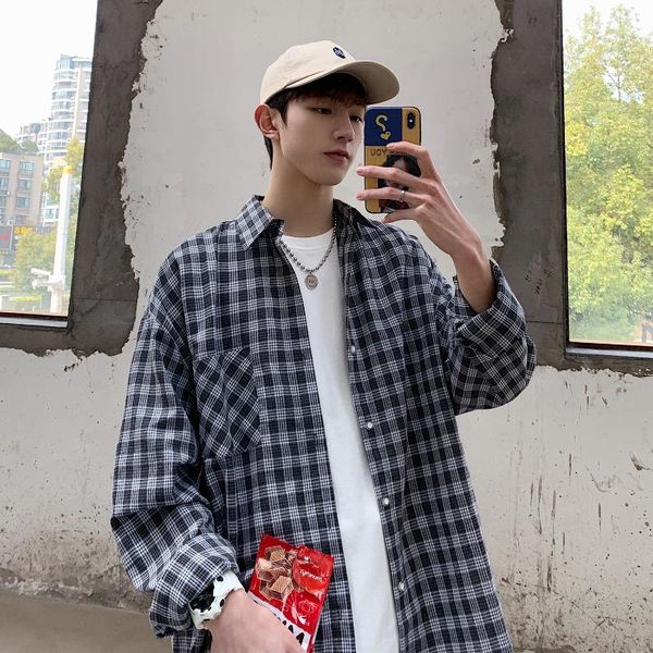 leisure oversize boy men long sleeve plaid casual shirt men's shirts, White;black
leisure oversize boy men long sleeve plaid casual shirt men's shirts, White;black