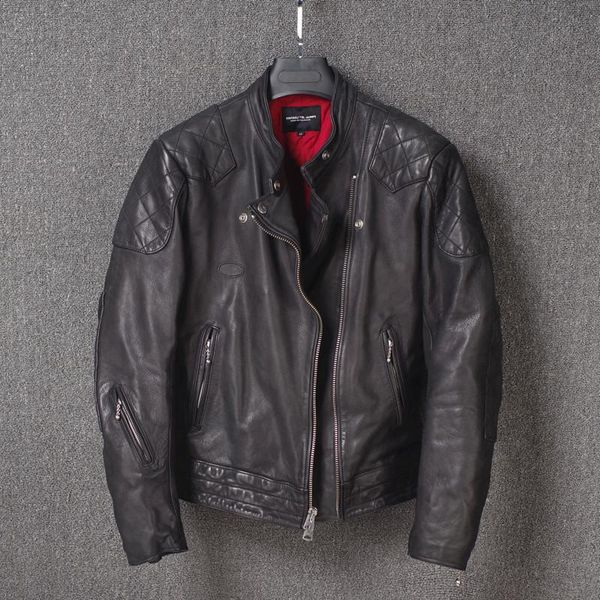 men's leather & faux 2021 japanese style water finish cow washed vintage motorcycle cotton liner moto biker jacket male, Black
men's leather & faux 2021 japanese style water finish cow washed vintage motorcycle cotton liner moto biker jacket male, Black
