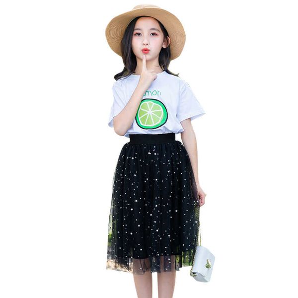 summer clothes for girls tshirt + mesh dress outfit sequin children's clothtes 210528, White
summer clothes for girls tshirt + mesh dress outfit sequin children's clothtes 210528, White