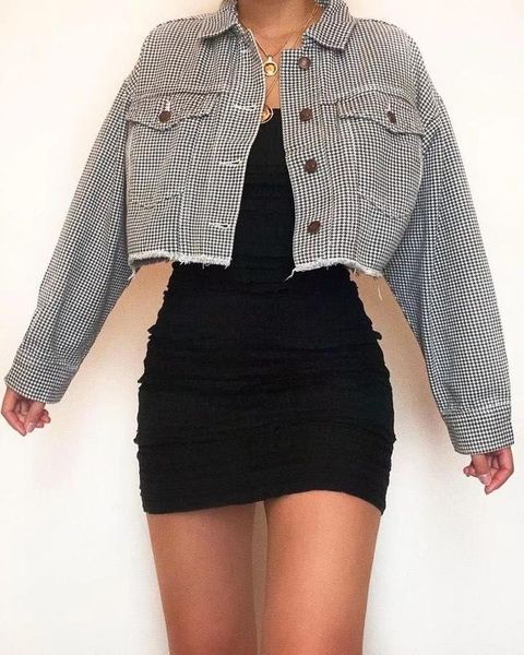 women's jackets 2021 european and american trend shoulder drop plaid jacket retro lapel pleated denim coat cool, Black;brown
women's jackets 2021 european and american trend shoulder drop plaid jacket retro lapel pleated denim coat cool, Black;brown