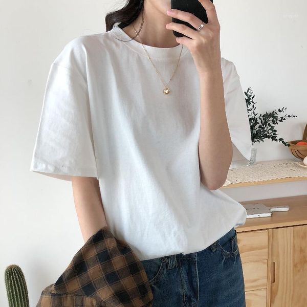 women's t-shirt 2021 summer t shirt women soft loose solid fresh casual natural short basic shirts 9 colors, White
women's t-shirt 2021 summer t shirt women soft loose solid fresh casual natural short basic shirts 9 colors, White