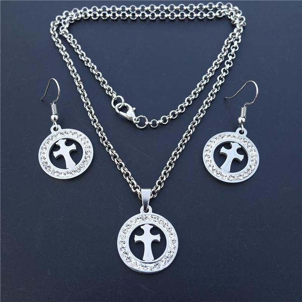 earrings & necklace cross stainless steel jewelry set clay inlaid rhinestone for women girls, Silver
earrings & necklace cross stainless steel jewelry set clay inlaid rhinestone for women girls, Silver
