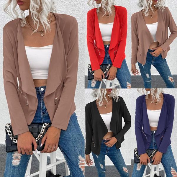 women's suits & blazers 2021 fashion autumn and winter style solid color zipper lapel blazer plus size clothing for women, White;black
women's suits & blazers 2021 fashion autumn and winter style solid color zipper lapel blazer plus size clothing for women, White;black