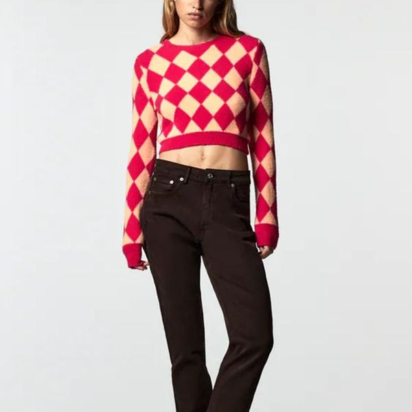 women's sweaters floy fashion casual o neck pullover women elegant slim argyle elastic sweater long sleeve short ladies, White;black
women's sweaters floy fashion casual o neck pullover women elegant slim argyle elastic sweater long sleeve short ladies, White;black