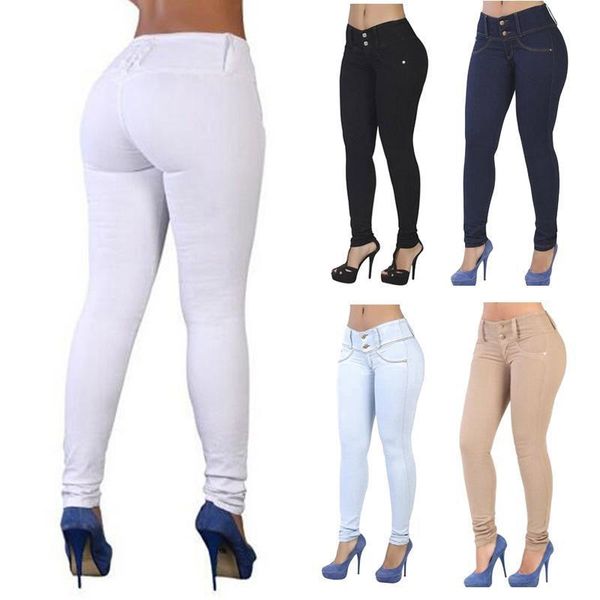 casual high waist jeans pants stretch trousers skinny women denim pencil women's & capris, Black;white
casual high waist jeans pants stretch trousers skinny women denim pencil women's & capris, Black;white