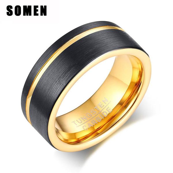 somen tungsten ring men black brushed groove gold inside rings 8mm male wedding band engagement quality name date cluster, Golden;silver
somen tungsten ring men black brushed groove gold inside rings 8mm male wedding band engagement quality name date cluster, Golden;silver