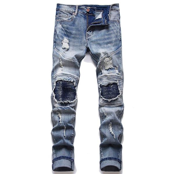 men's jeans casual stretch denim trousers streetwear pencil pants ripped vintage skinny men, Blue
men's jeans casual stretch denim trousers streetwear pencil pants ripped vintage skinny men, Blue