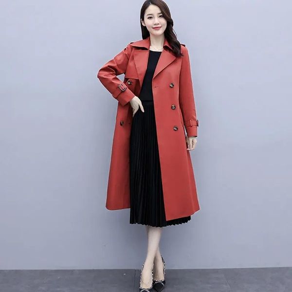 women's trench coats windbreaker jacket mid-length over-the-knee fashion british style drape spring and autumn coat, Tan;black
women's trench coats windbreaker jacket mid-length over-the-knee fashion british style drape spring and autumn coat, Tan;black