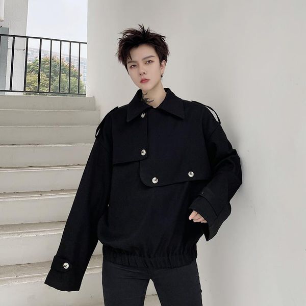 niche fashion design men's pullovers jackets 2021 long sleeve loose causal short jacket spring asymmetric split 9y5299, Black;brown
niche fashion design men's pullovers jackets 2021 long sleeve loose causal short jacket spring asymmetric split 9y5299, Black;brown
