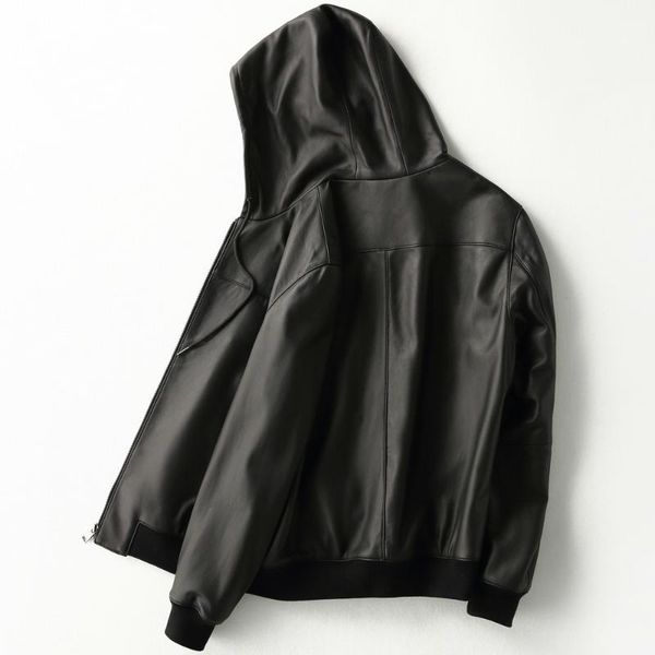 men's leather & faux real sheepskin coat hooded bomber genuine jacket men motorcycle jackets coats chaqueta cuero hombre kfs19m017, Black
men's leather & faux real sheepskin coat hooded bomber genuine jacket men motorcycle jackets coats chaqueta cuero hombre kfs19m017, Black