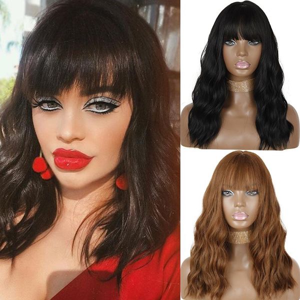 synthetic wigs azqueen medium wavy wig with bangs for women long black brown wave hair heat resistant cosplay party
synthetic wigs azqueen medium wavy wig with bangs for women long black brown wave hair heat resistant cosplay party