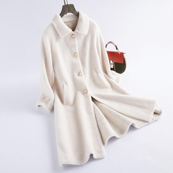 women's fur & faux 2021 wool collar medium and long coat grain sheep shearing composite is thin in one, Black
women's fur & faux 2021 wool collar medium and long coat grain sheep shearing composite is thin in one, Black