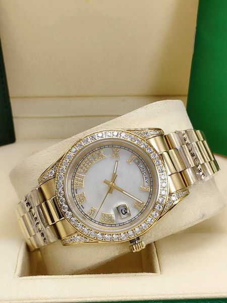 automatic mechanical mens watch full stainless steel strap 41mm diamond iced out daydate watches men wristwatch fashion driver man wristwatc, Slivery;brown
automatic mechanical mens watch full stainless steel strap 41mm diamond iced out daydate watches men wristwatch fashion driver man wristwatc, Slivery;brown