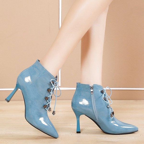 boots 2021 winter women patent leather ankle boot lace up high heels dress shoes pointed toe plush ladies shoe botas mujer 8362g, Black
boots 2021 winter women patent leather ankle boot lace up high heels dress shoes pointed toe plush ladies shoe botas mujer 8362g, Black