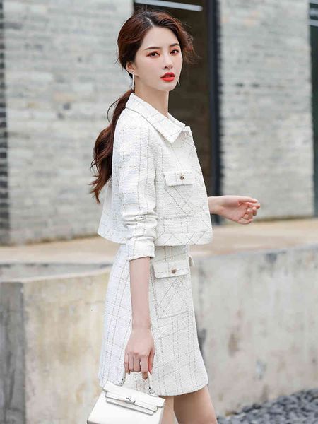 dress female fashion girl skirt casual blue suit short single breasted chess blazer two-piece jacket set, White
dress female fashion girl skirt casual blue suit short single breasted chess blazer two-piece jacket set, White