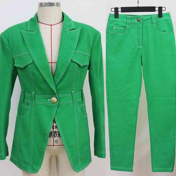 women's two piece pants european and american catwalk models widened shoulders decorated with a buckle suit + pencil trousers 6xqj, White
women's two piece pants european and american catwalk models widened shoulders decorated with a buckle suit + pencil trousers 6xqj, White