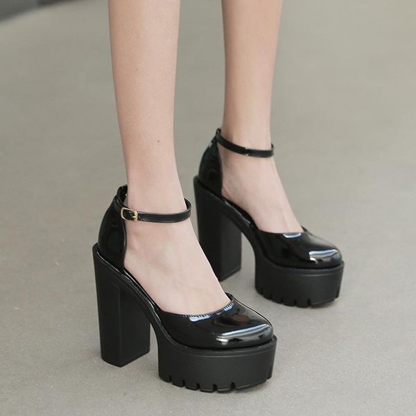 brand spring women shoes pumps high heels ankle strap square heel round toe patent leather woman platform shoe sandalias dress, Black
brand spring women shoes pumps high heels ankle strap square heel round toe patent leather woman platform shoe sandalias dress, Black