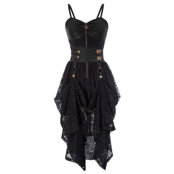 casual dresses women's steampunk victorian faux leather decor smocked back high-low hem gothic vintage long party evening lace dress, Black;gray
casual dresses women's steampunk victorian faux leather decor smocked back high-low hem gothic vintage long party evening lace dress, Black;gray
