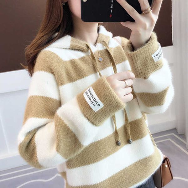 women's sweaters autumn spring jumper hooded stripe long sleeve ladies sweater casual warm female kintted pullovers for women outwea p1, White;black
women's sweaters autumn spring jumper hooded stripe long sleeve ladies sweater casual warm female kintted pullovers for women outwea p1, White;black