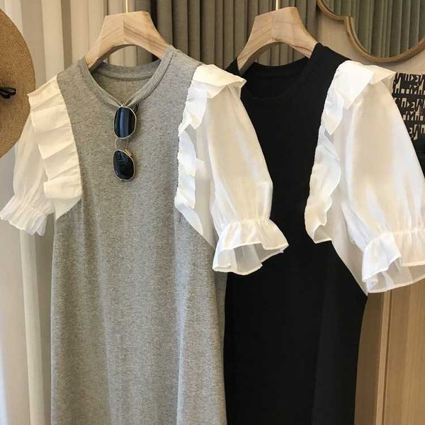 paper super thin effect on upper body age reducing bubble sleeve flying stitching loose t-shirt dress women's summer, Black;gray
paper super thin effect on upper body age reducing bubble sleeve flying stitching loose t-shirt dress women's summer, Black;gray
