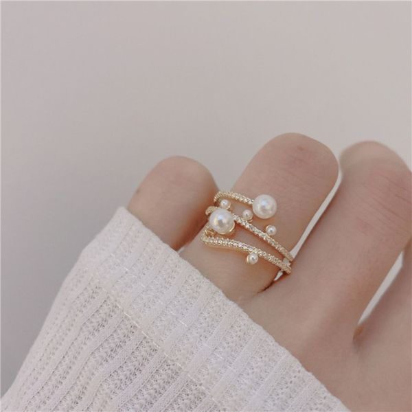 ins net red design feeling gentle pearl opening french romantic multi layer twining index finger ring female, Black
ins net red design feeling gentle pearl opening french romantic multi layer twining index finger ring female, Black