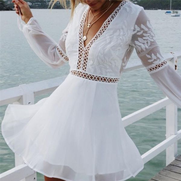 summer fashion v neck womens dress long sleeve trim short mini dresses casual white lace vestido sundress, Black;gray
summer fashion v neck womens dress long sleeve trim short mini dresses casual white lace vestido sundress, Black;gray
