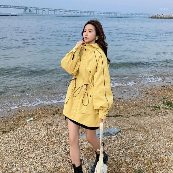 women's trench coats coat tooling spring and autumn leisure wave point loose youth vitality comfortable waist hooded short, Tan;black
women's trench coats coat tooling spring and autumn leisure wave point loose youth vitality comfortable waist hooded short, Tan;black
