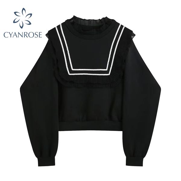 elegant sweatshirts women korean sweet black spliced square lace ruffle pullover sweatwear female vintage hoodie girl 210417, White
elegant sweatshirts women korean sweet black spliced square lace ruffle pullover sweatwear female vintage hoodie girl 210417, White