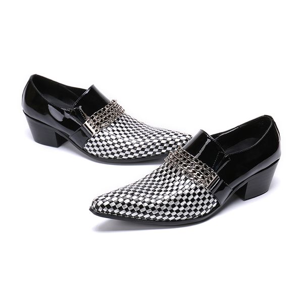 black and white checkered color men genuine leather shoes pointed toe fashion chain for men dress loafers shoes zapatilla hombre
black and white checkered color men genuine leather shoes pointed toe fashion chain for men dress loafers shoes zapatilla hombre