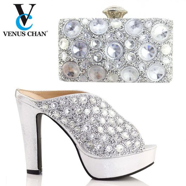 dress shoes silver matching and bag set in heels for african party italian women, Black
dress shoes silver matching and bag set in heels for african party italian women, Black