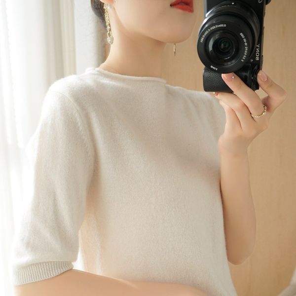 t-shirt 2021 thin knitted women's loose t-shirt with sweater backing shirt spring and summer short half sleeve top, White
t-shirt 2021 thin knitted women's loose t-shirt with sweater backing shirt spring and summer short half sleeve top, White