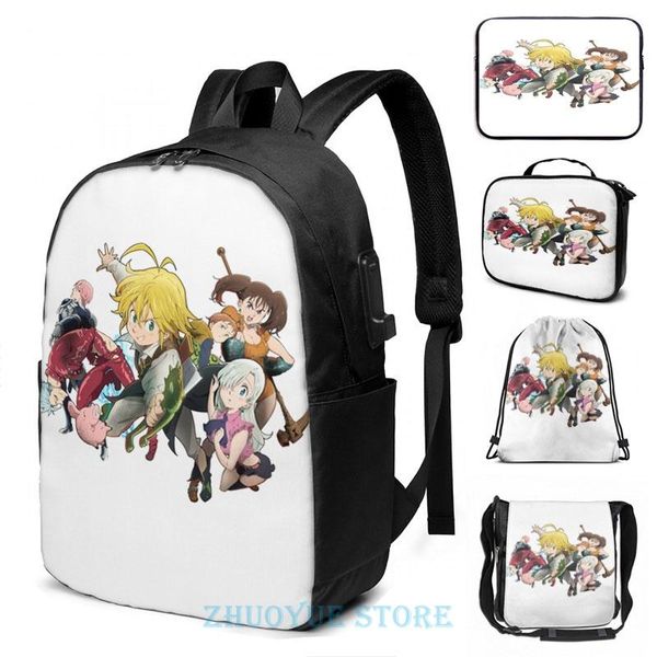 backpack funny graphic print seven deadly sins(3) usb charge men school bags women bag travel laptop