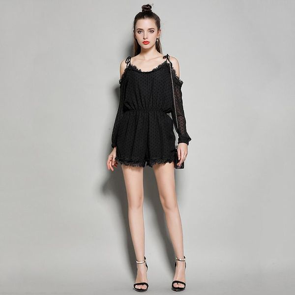 women's jumpsuits & rompers 1 pc pretty selling trim long sleeves women tie shoulder lace summer spring, Black;white
women's jumpsuits & rompers 1 pc pretty selling trim long sleeves women tie shoulder lace summer spring, Black;white