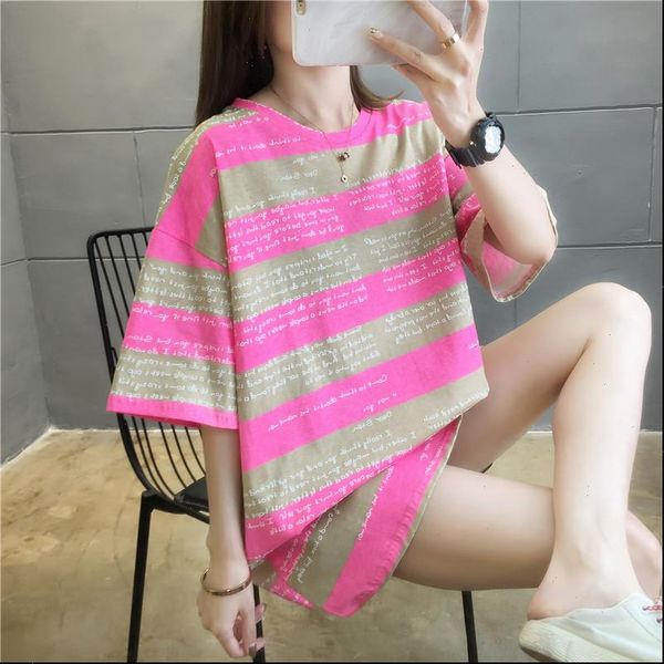 striped womens t shirt female cotton letter printed long women for summer loose o neck harajuku ns4526, White
striped womens t shirt female cotton letter printed long women for summer loose o neck harajuku ns4526, White