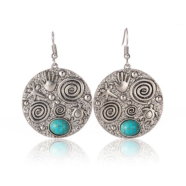 3pair/lot antique alloy round dangle drop women earrings with natural stone vintage women jewelry accessories charms, Silver
3pair/lot antique alloy round dangle drop women earrings with natural stone vintage women jewelry accessories charms, Silver